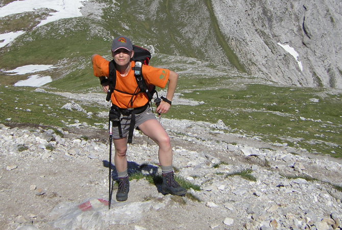 Me, hiking in branded/sponsored clothing and with camera & GPS device